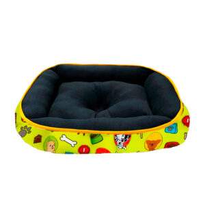 Cama Rectángular Color Verde Perrito Hueso 55 cm