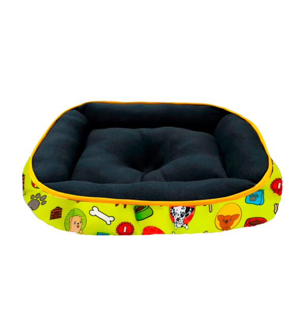 Cama Rectángular Color Verde Perrito Hueso 55 cm