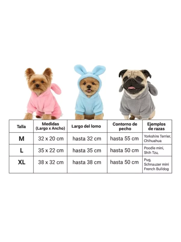 Ropa Mascotas Polar Conejo Rosado Talla M - Imagen 2