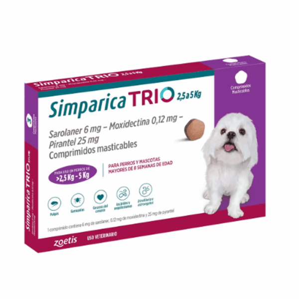Simparica Trio 1 Comprimido 2.5 - 5 KG Morado