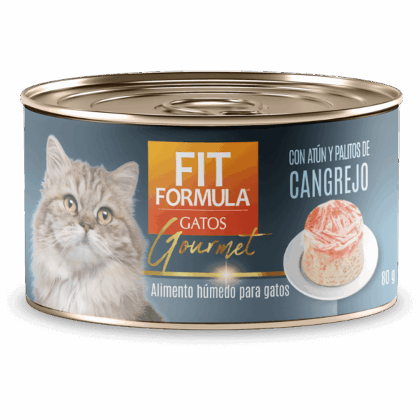 Lata Fit Gato Gourmet Atun Palitos de Cangrejo 80 gr