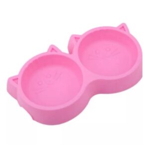 Plato Doble Diseño Gato Color Rosa (582)