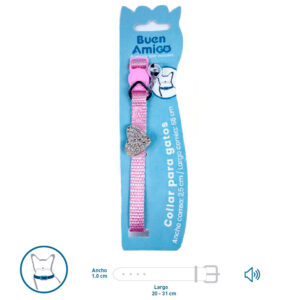 Collar Anti Ahorque Gato Corazón Rosa (75131)