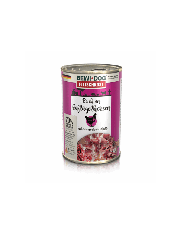 Lata BewiDog Rico en Corazón de Ave 400 GR