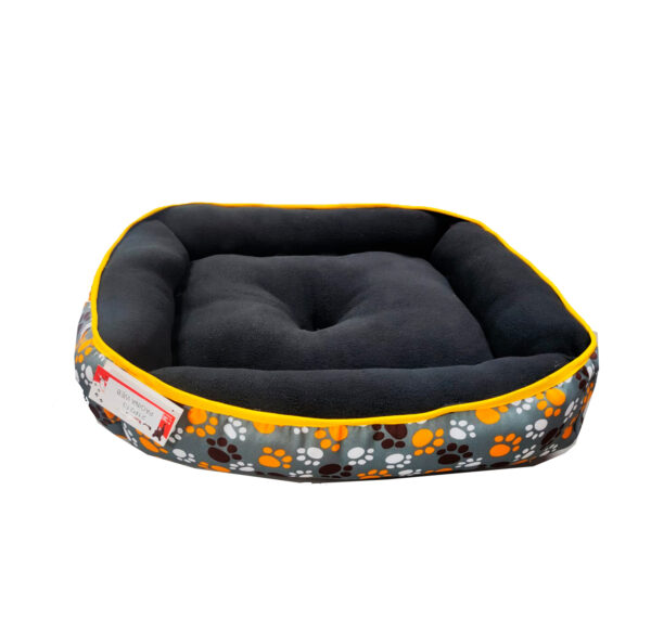 Cama Mascotas Rectangular Gris Patitas 65CM