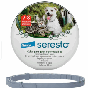 Collar Antipulgas y Garrapatas - Seresto Gato y Perro Hasta 8 KG (8 meses de duración)