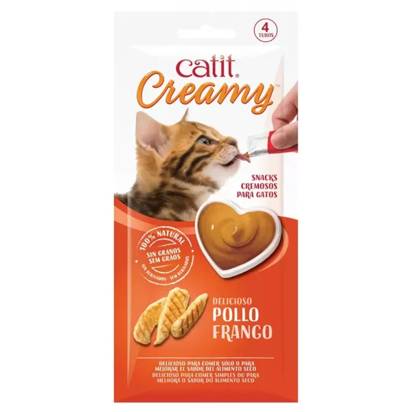 Snack Gato Catit Creamy Cremoso Pollo 40 GR Unidad (44451)