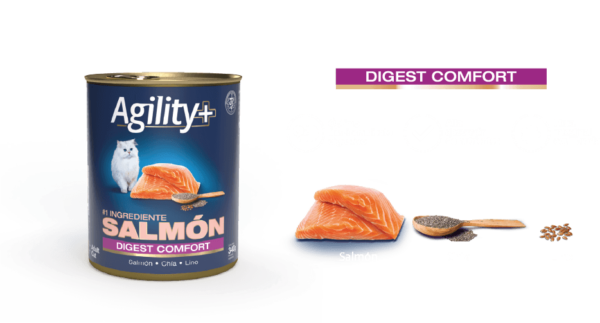 Lata Agility Gato Adulto Salmón Digest Confort 340 GR - Imagen 4