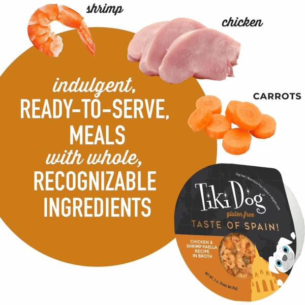 Húmedo Tiki Dog Chicken and Shrimp Paella Recipe broth 85 gr - Imagen 3