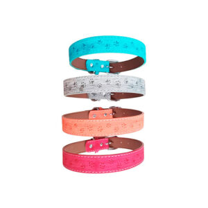 Collar Eco Cuero Patitas Colores 3 cm (KX4222)