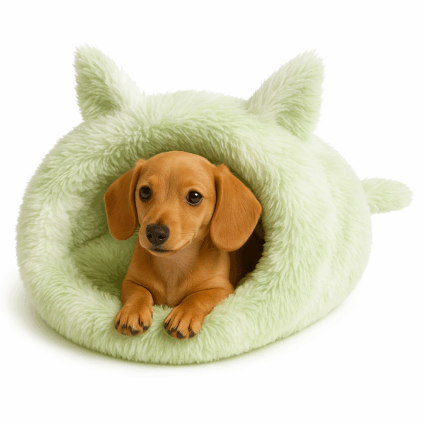 Cama Casa Peluda Diseño Gatito Verde Claro 70x40 cm (77178) - Imagen 2