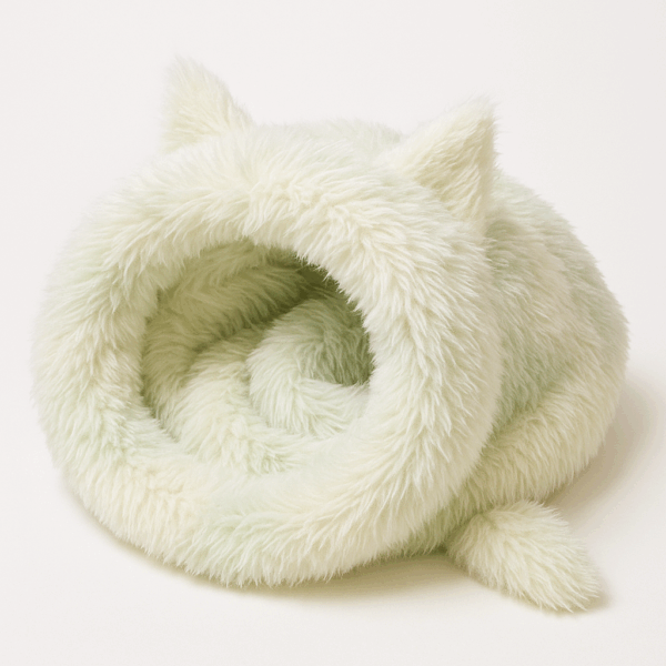 Cama Casa Peluda Diseño Gatito Verde Claro 70x40 cm (77178)