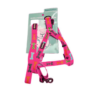 Arnes + Correa Huesitos Rosa 2.5 cm (75088)